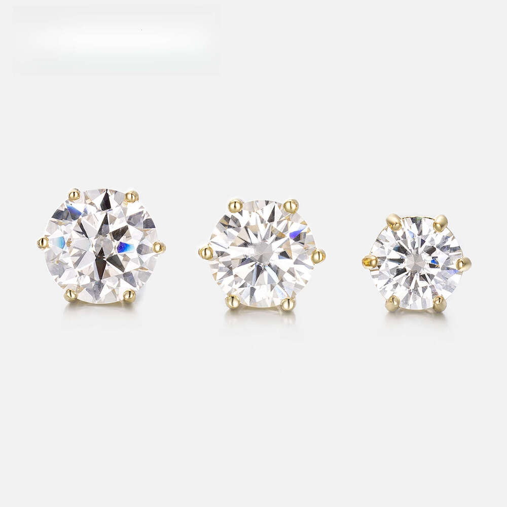 Round Cut VVS Moissanite Hip Hop Style Iced for Men Women Pass Dia Tester S Six Claw Stud Earrings