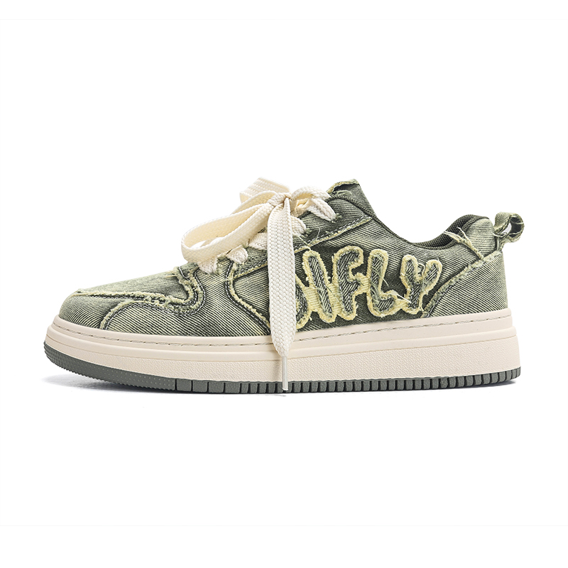 Board shoes men's 2025 autumn new denim breathable thick sole Korean version trendy and versatile low top casual sports men's shoes designer