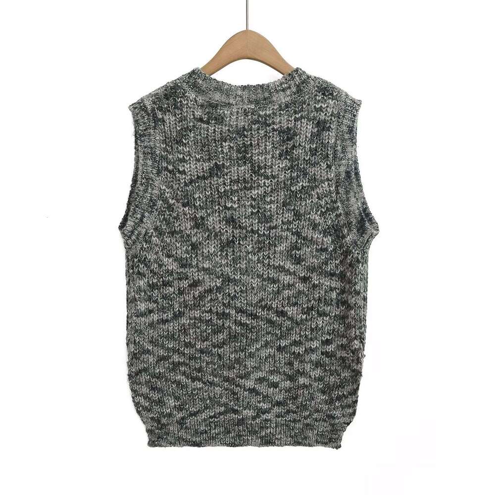 DHEssentials 2025 INS Women's Summer New Small Fragrance Style Two-tone Yarn Knitted V-neck Vest