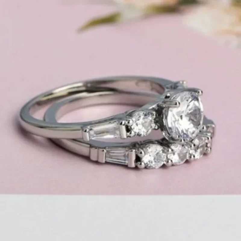 CAOSHI Charms Eternity 2PcSet Rings 925 Sterling Silver Gorgeous Fresh Flashing CZ Finger Accessory Wedding Statement Jewelry W250911