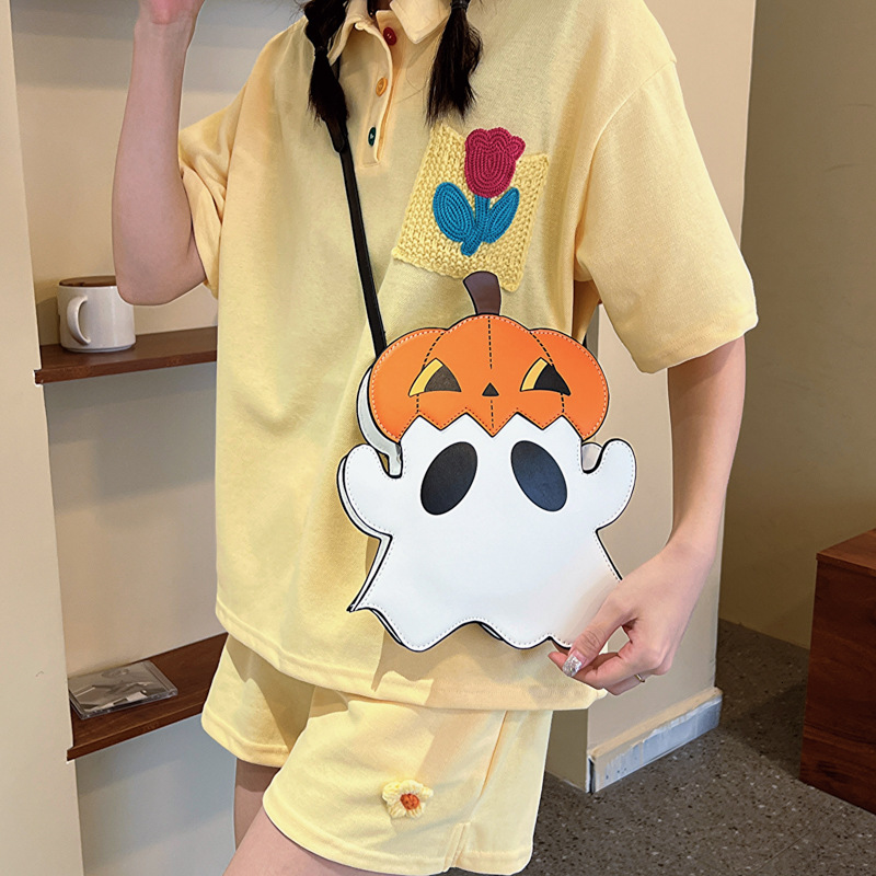 Halloween new leisure trend Halloween quirky style pumpkin bag atmospheric niche design fashionable ghost shoulder bag designer bag