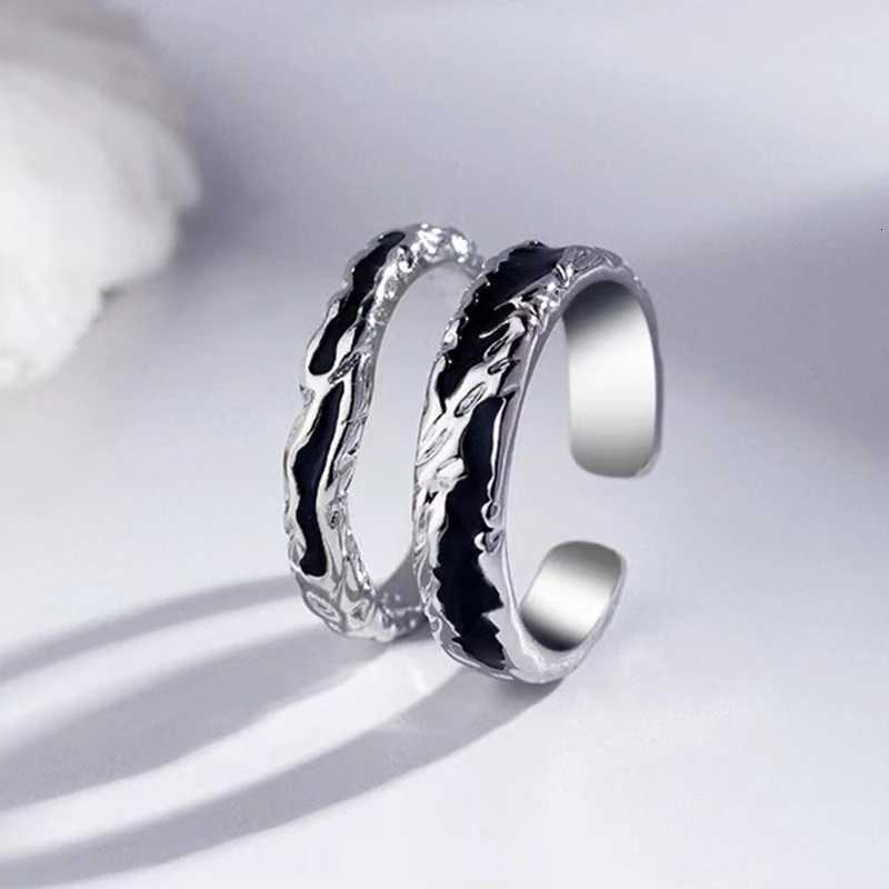French Chic Drip Glaze Couple Rings for Men Women Irregular Texture Simple Rings Wedding Engagement Valentine Day Jewelry Gift W250911