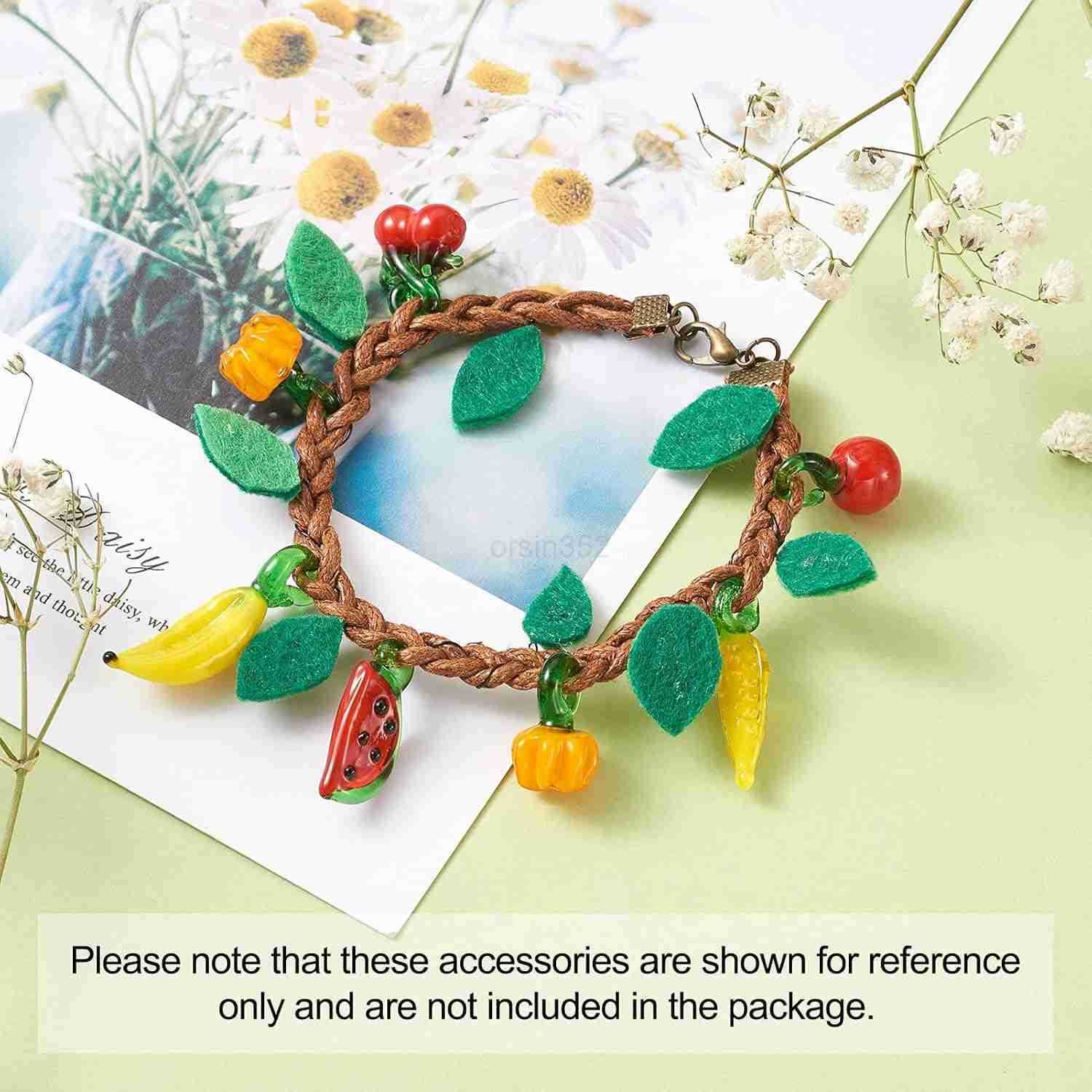 200pcs Fruit Vegetable Lampwork Glass Charm Pendants Handmade Colorful Cherry Pumpkin Chili Glass Dangle Charm Beads for DIY Charm s Necklace FW250911