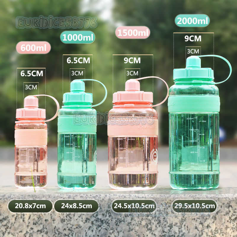 Strap Straw Large Capacity Plastic Water Bottle Handheld Space Cup Outdoor Fitness Hiking Sports Water Bottle Design H250911