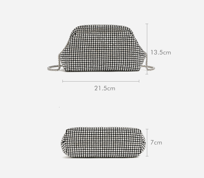 Free Shipping Designer Bag 2025 Luxury Bag Light Luxury Diamond-studded Shell Bag Rhinestone Evening Bag Women's Handheld Underarm Bag Diamond-st