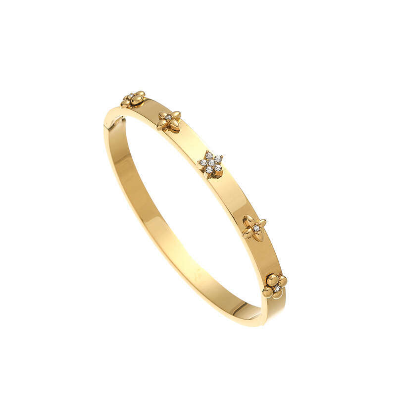gold tone bracelet designer for women bracelet Four Leaf Clover Bracelet 18K Gold Plated Full Diamond Luxury Jewelry Bracelet Niche Design Four Leaf F