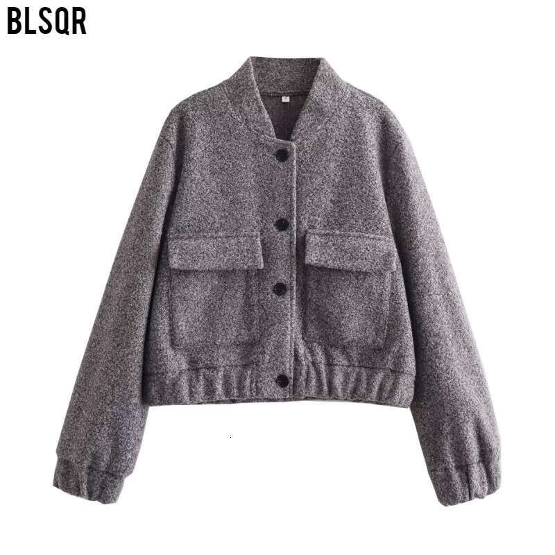 Autumn New Women's Single Breasted Large Pocket Jacket Version Woolen Coat B88626