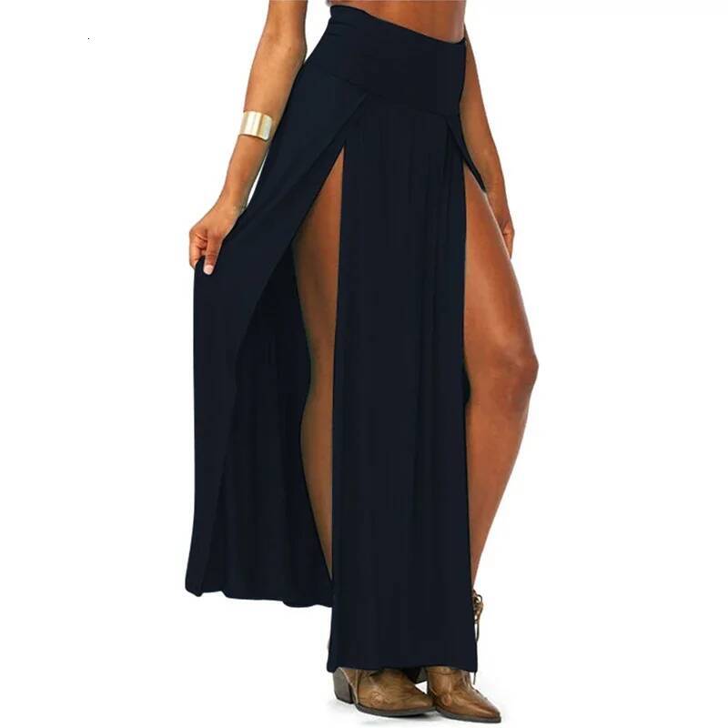 New Arrival High Waisted Sexy Womens Double Slits Summer Solid Long Maxi Skirt Wholesale 51 Valentine's Day Gifts dongdumaoyi