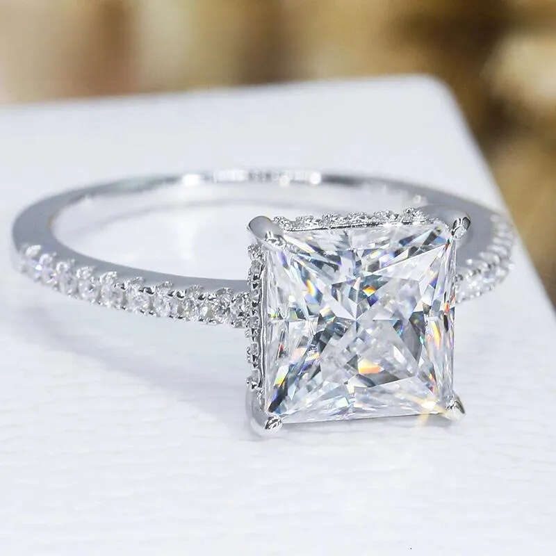 Cluster Rings COSFIX D Color Women Moissanite Ring Sier Oval Cut For 3ct Full