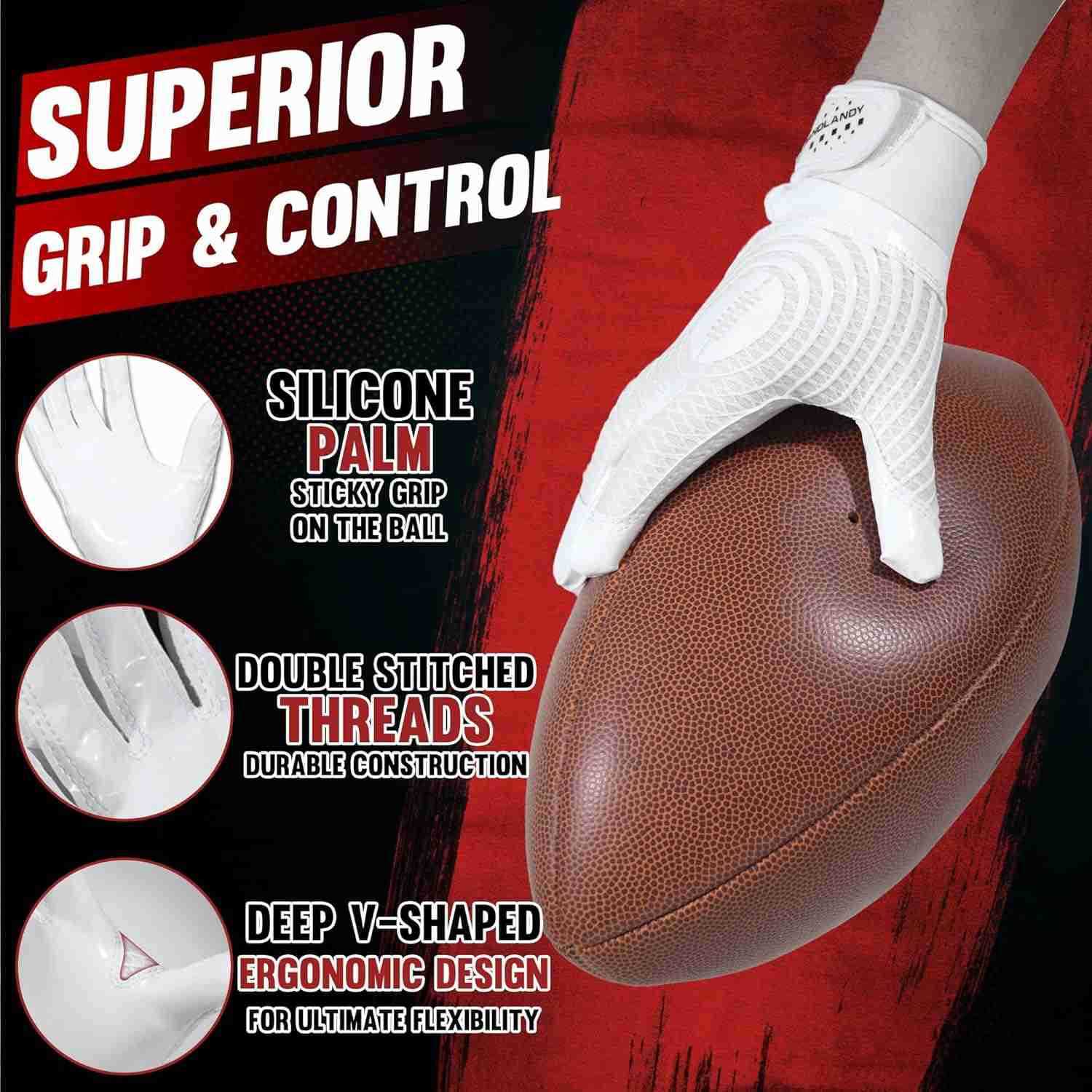 Youth Football Gloves Kids Sticky Receiver GlovesSuper Grip Football Glove Best Gift for BoysGirlsW250911