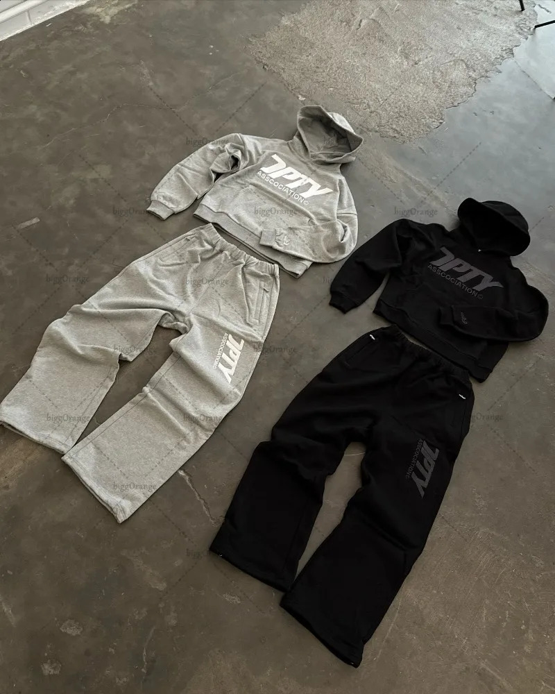 High Street Trendy Loose Clothing Harajuku Y2K Fashion Versatile Oversized Sweatshirt Casual Pants Retro Punk Suits Men Women 250911