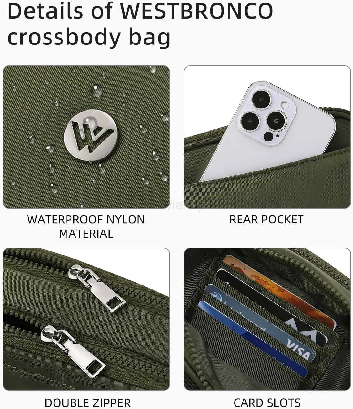 Small Crossbody Bags for Women Nylon with Adjustable Strap Zipper Crossbody Purse 1L Shoulder Bag for TravelW250911