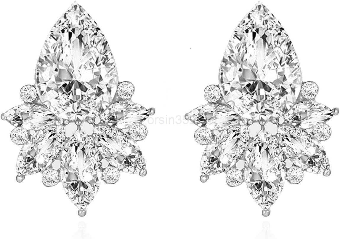 Vintage Rhinestone Earrings Fancy Crystal Cluster Drop Earrings Art Deco Earrings for WomenW250911