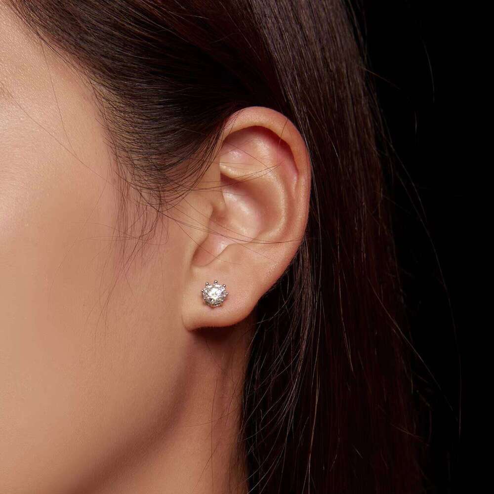 Sterling Sier Moissanite Jewelry Dia Earrings 0.8ct 6mm Round Brilliant Cut Designs Beautiful Earring for Women