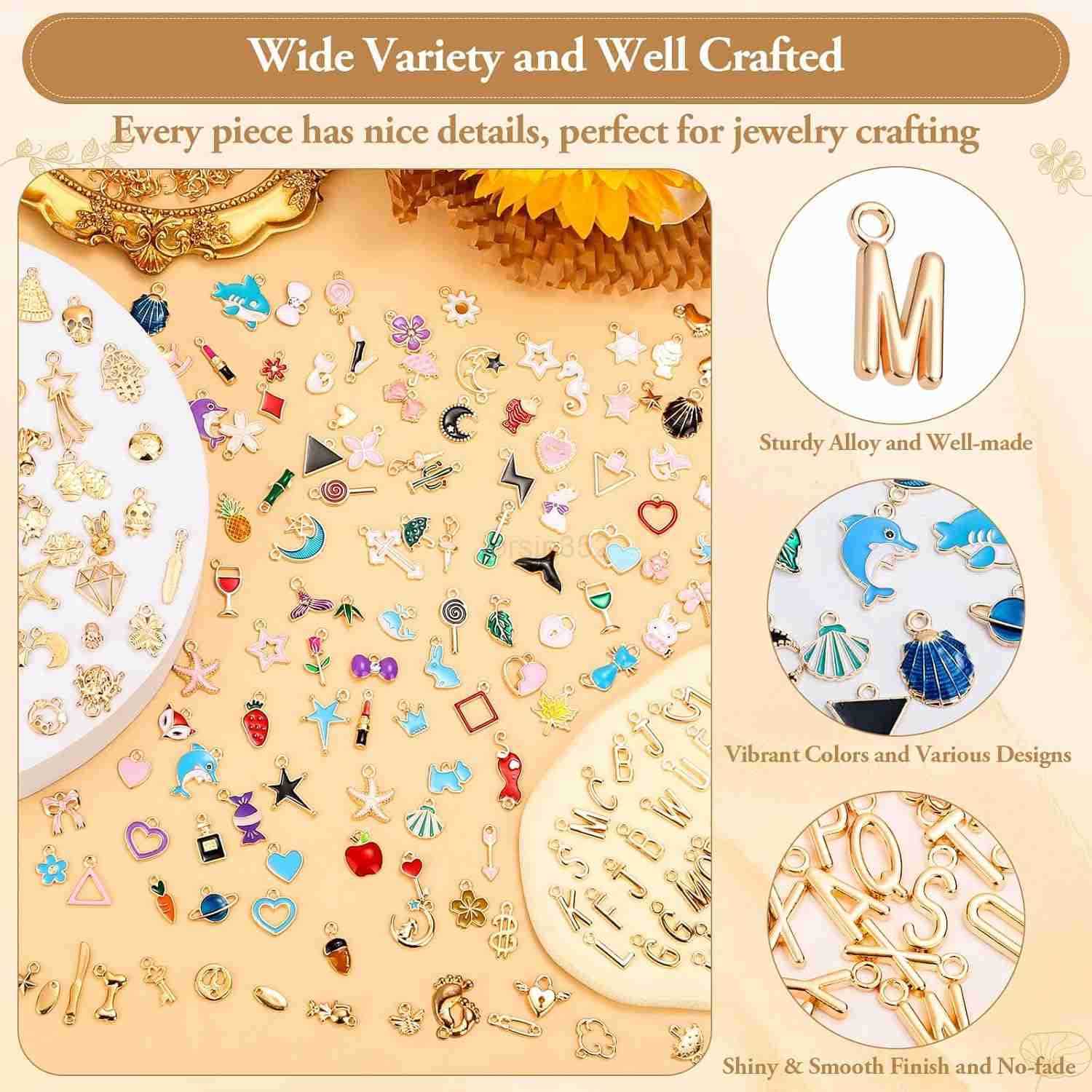 3 Types 302 Pcs Charms for Jewelry Making with Jump Rings Bulk Enamel KC Letter Charm for DIY Necklace Earring Craft SuppliesW250911