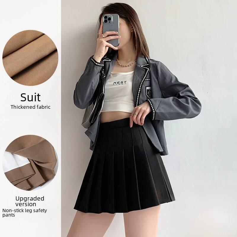 100-crotch Women Spring Summer Jk White A- crotch High-waist Short Skirt Autumn Winter Plaid Half-skirt dongdumaoyi