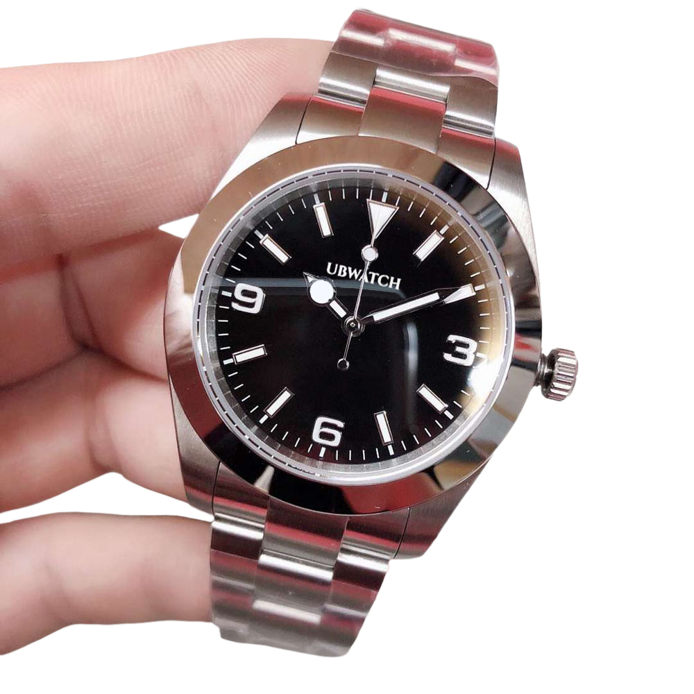 U1 AUTOMATIC SAPPHIRE GLASS 36MM Mens Wristwatches Classic Black Dial Stainless Steel Watch ST9 124273