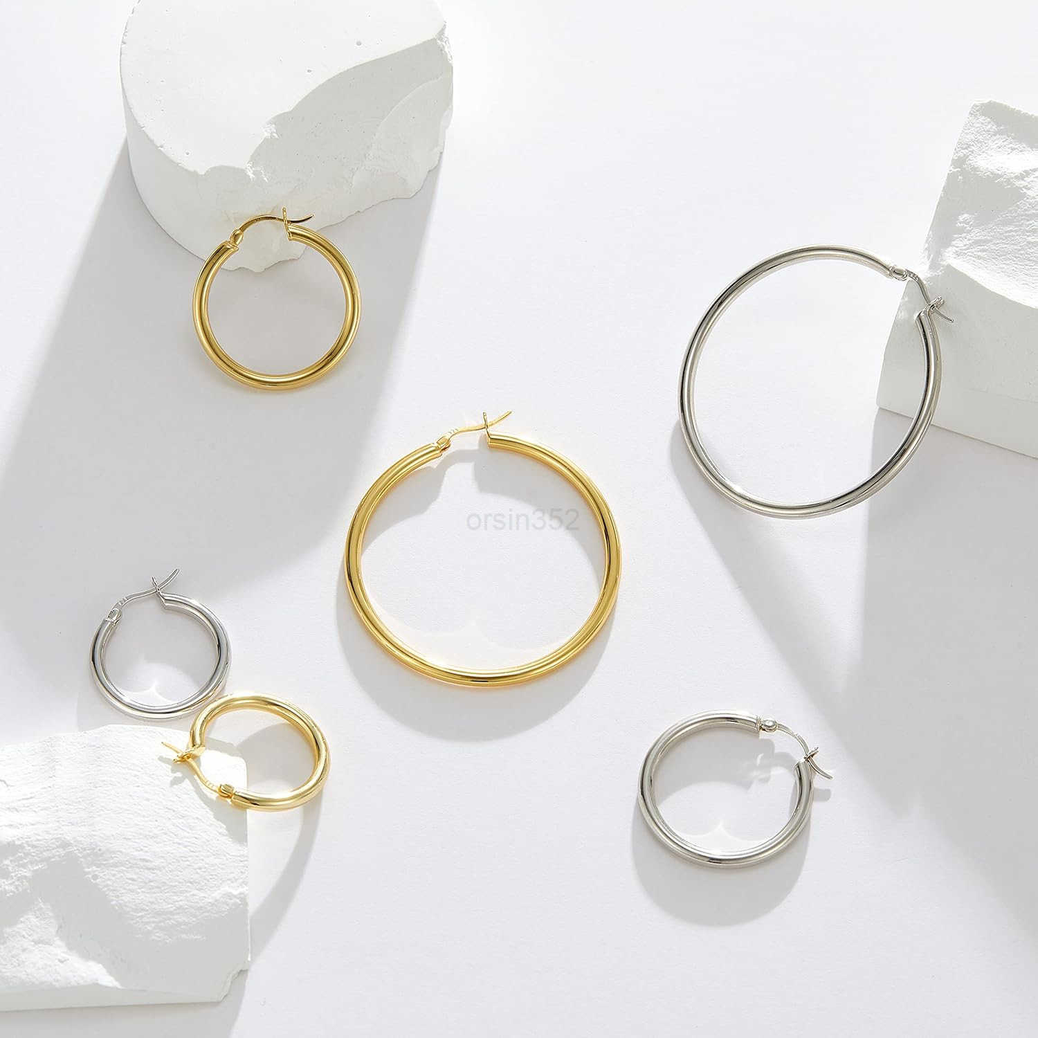 925 Sterling Silver Hoop EarringsChunky Huggie Earrings for Women Diameter 25304050MMW250911