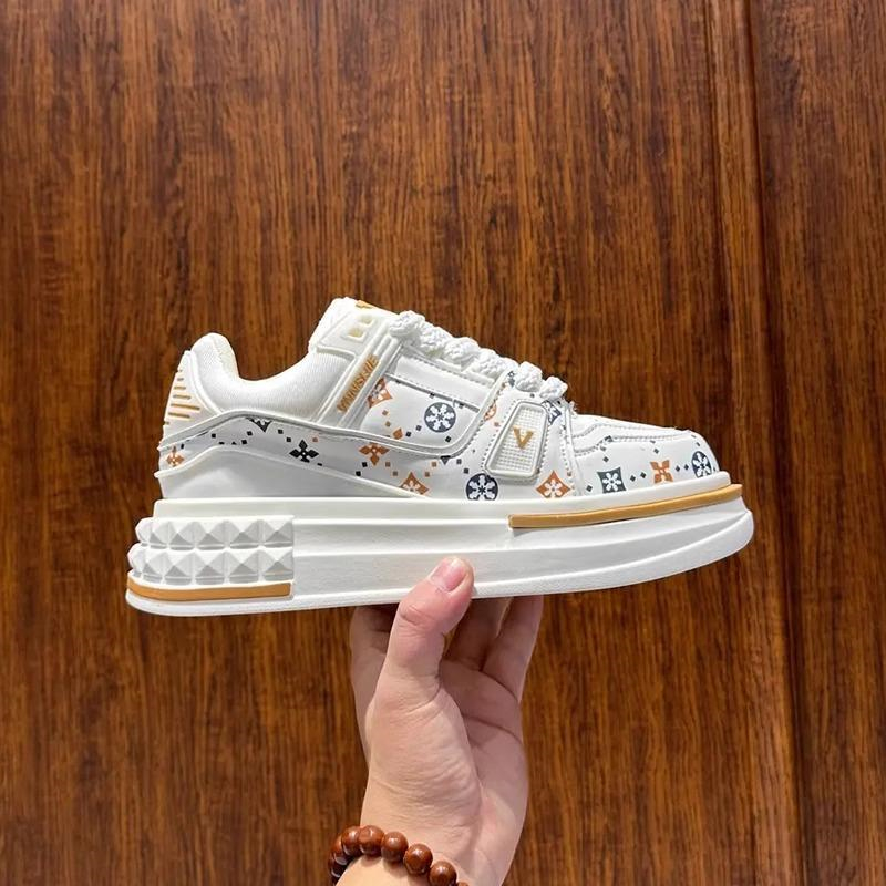 Free shipping designer New mens shoes fashionable printed casual board shoes thick sole height increasing versatile comfortable sports dad shoes