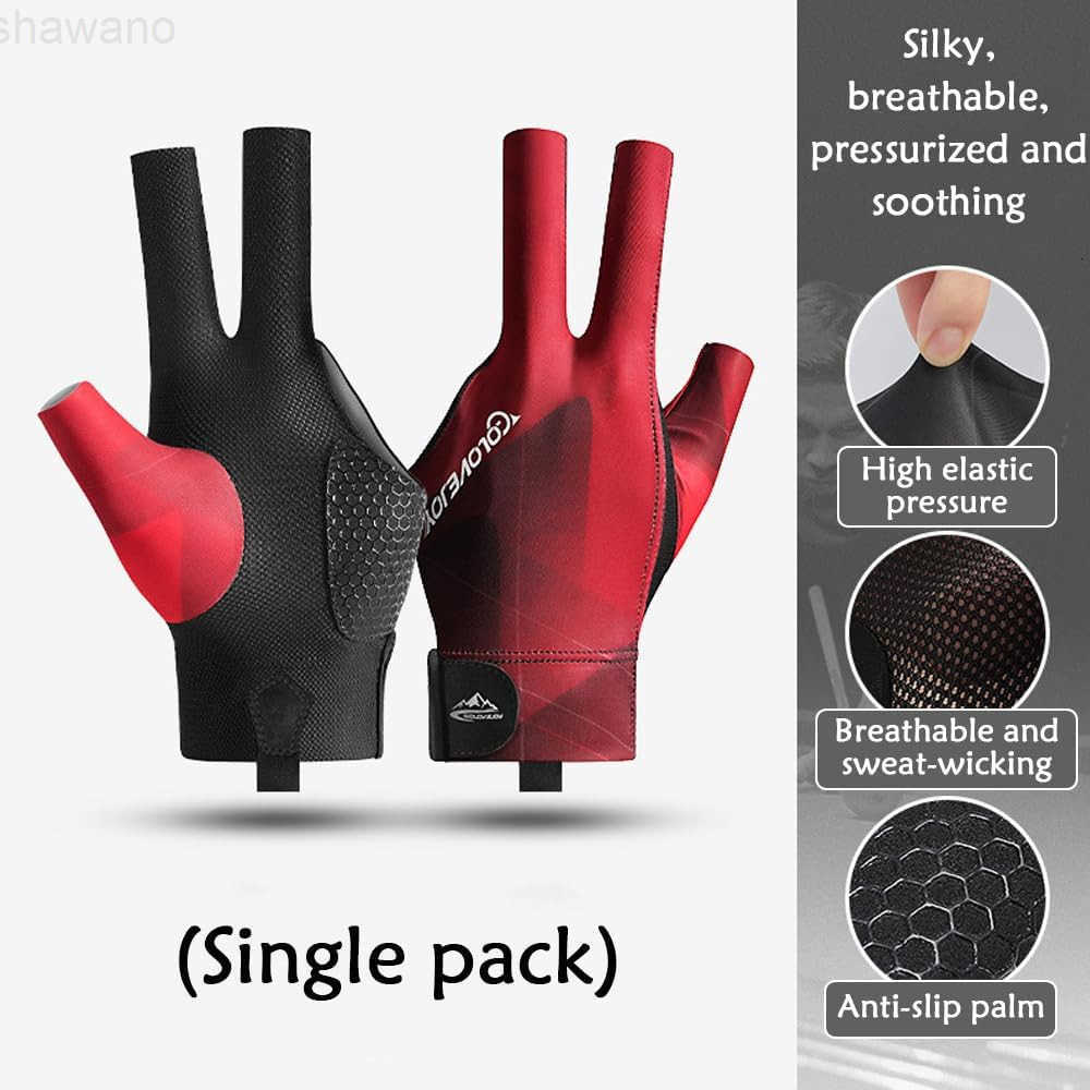 Pool Glove Left Hand Billiards Glove Billiard Pool Gloves for Left Hand 3 Finger Snooker Cue Sport Glove Popular Sizes for Men WomenW250911