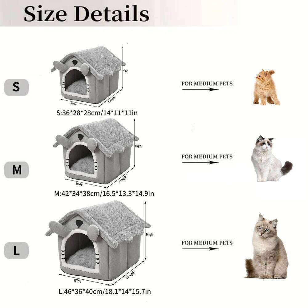 designer brand PC Gray Detachable Cat House Semi Enclosed Four Season Universal Nest Small Shelter Washable Pet Supplies