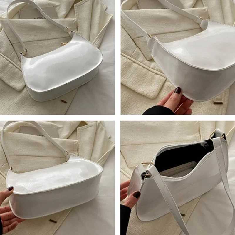 Retro Solid Color PU Shoulder Underarm Bag Women Fashion Patent Leather Handbag Casual Hobos Purses And Handbag Ladies Hand Bags W250911