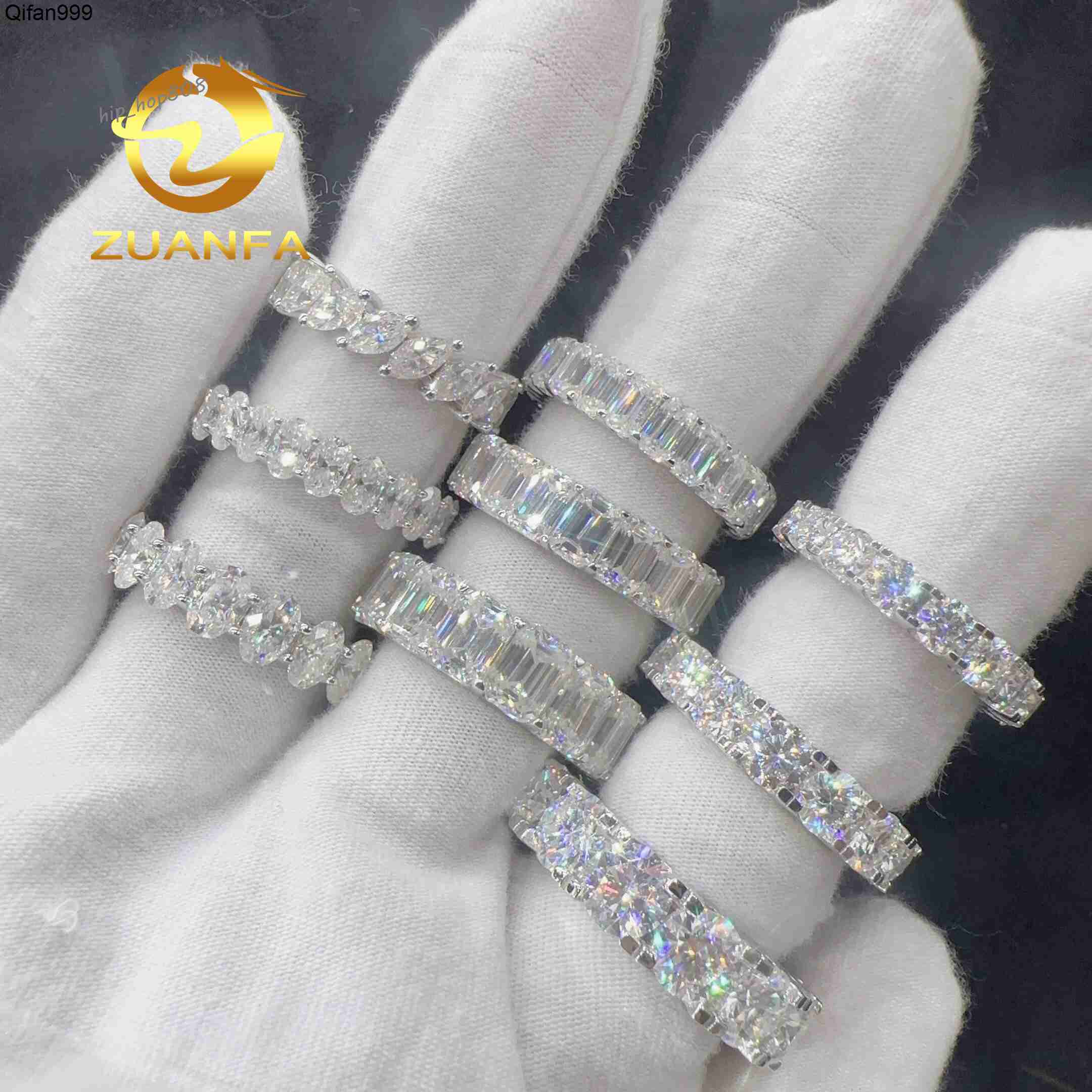 Women Fine Jewelry Round Oval Emerald Shape 925 Silver Gold Plated Moissanite Diamond Engagement Ring Luxury Wedding Ring
