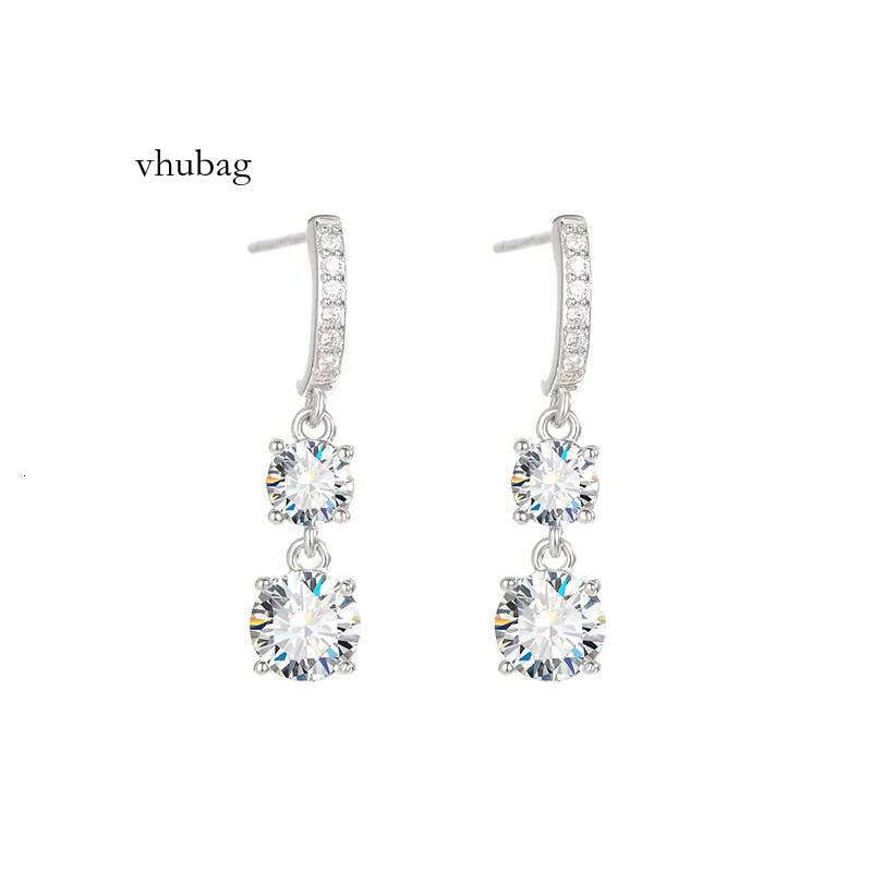 Fashionable Sier 3ct Moissanite Tassel Drop Earrings Stunningly Shiny Jewelry with Full-Dia Flowing Design