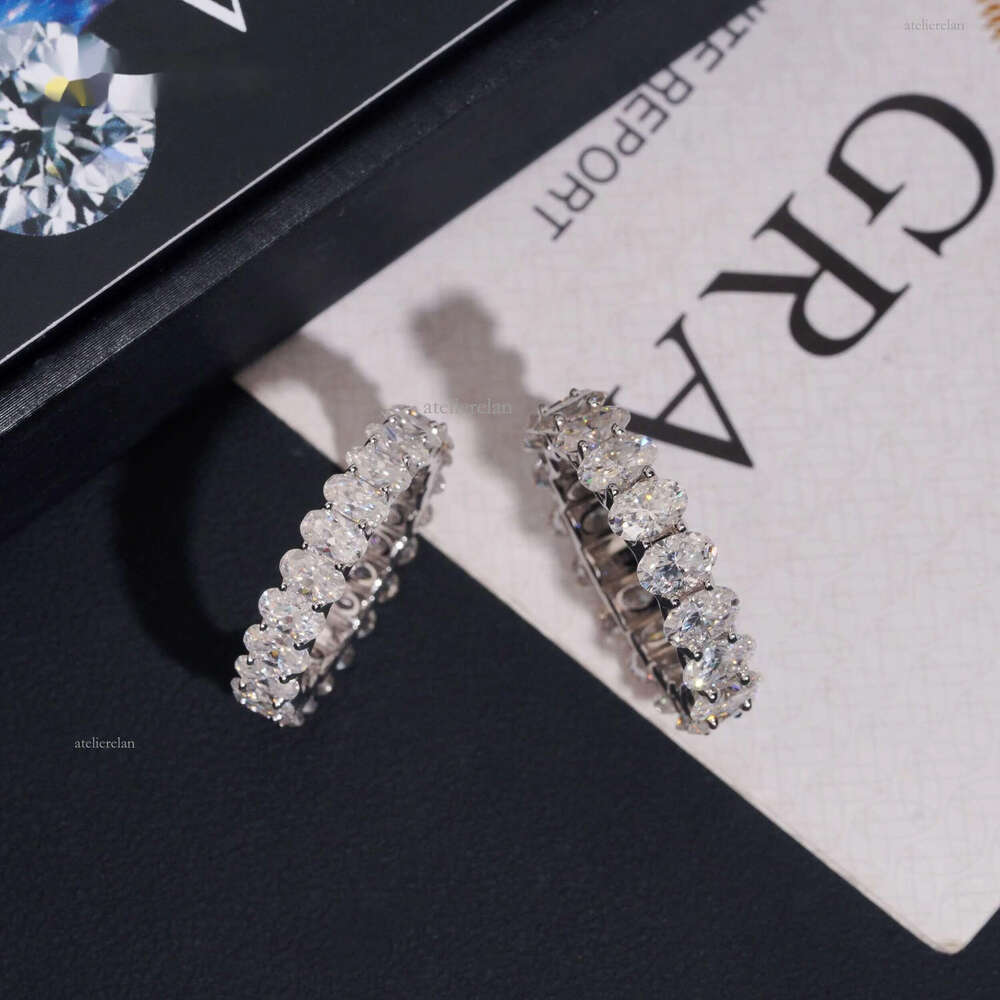 Sterling Sier Full Oval 5MM Moissanite Finger Ring Classic Wedding Engagement Fine Jewelry Gift for Women