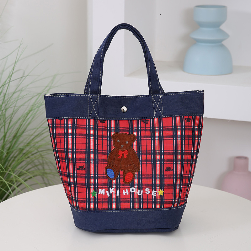 Casual Simple Handheld Free Shipping Canvas Designer Bag Luxury Bag Bag New Versatile Cartoon Bear Large Capacity Stylish Personality Commuter Lunch B