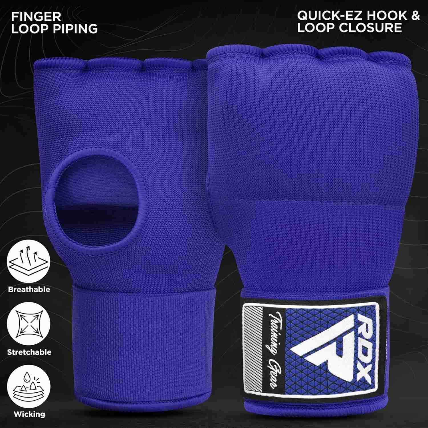 Gel Boxing Hand Wraps Inner Gloves Men Women Quick 100cm Long Wrist Straps Elasticated Padded Fist Under Mitts Protection Muay Thai MMA Kickboxing Mar