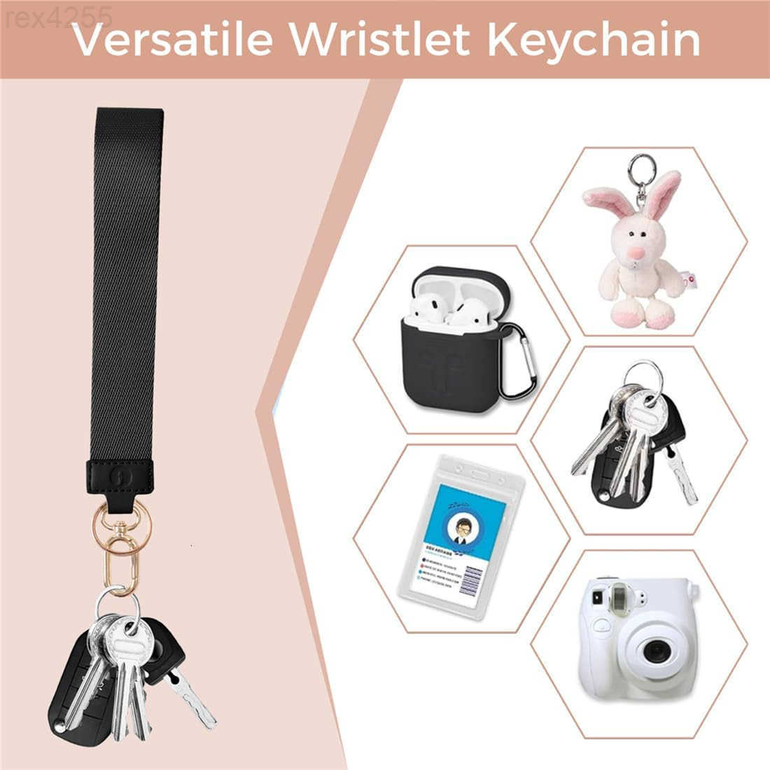 Wristlet Keychain Wallets for Women RFID Blocking Credit Card Holder Small Zipper Coin Purse Change Pouch with ID Window and Detachable Wrist Strap Bl