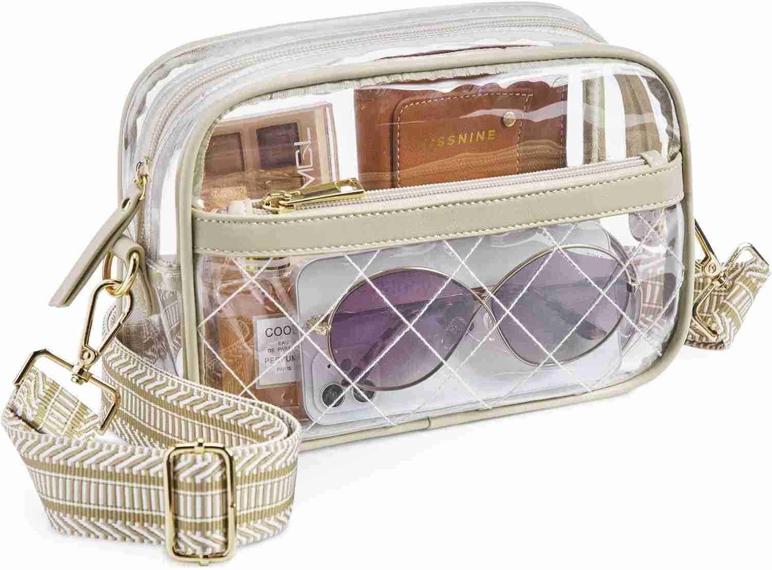 Missnine Clear Bag for Stadium Events Quilted Clear Purse for Women Stadium Approved PVC Crossbody Concert BagW250911