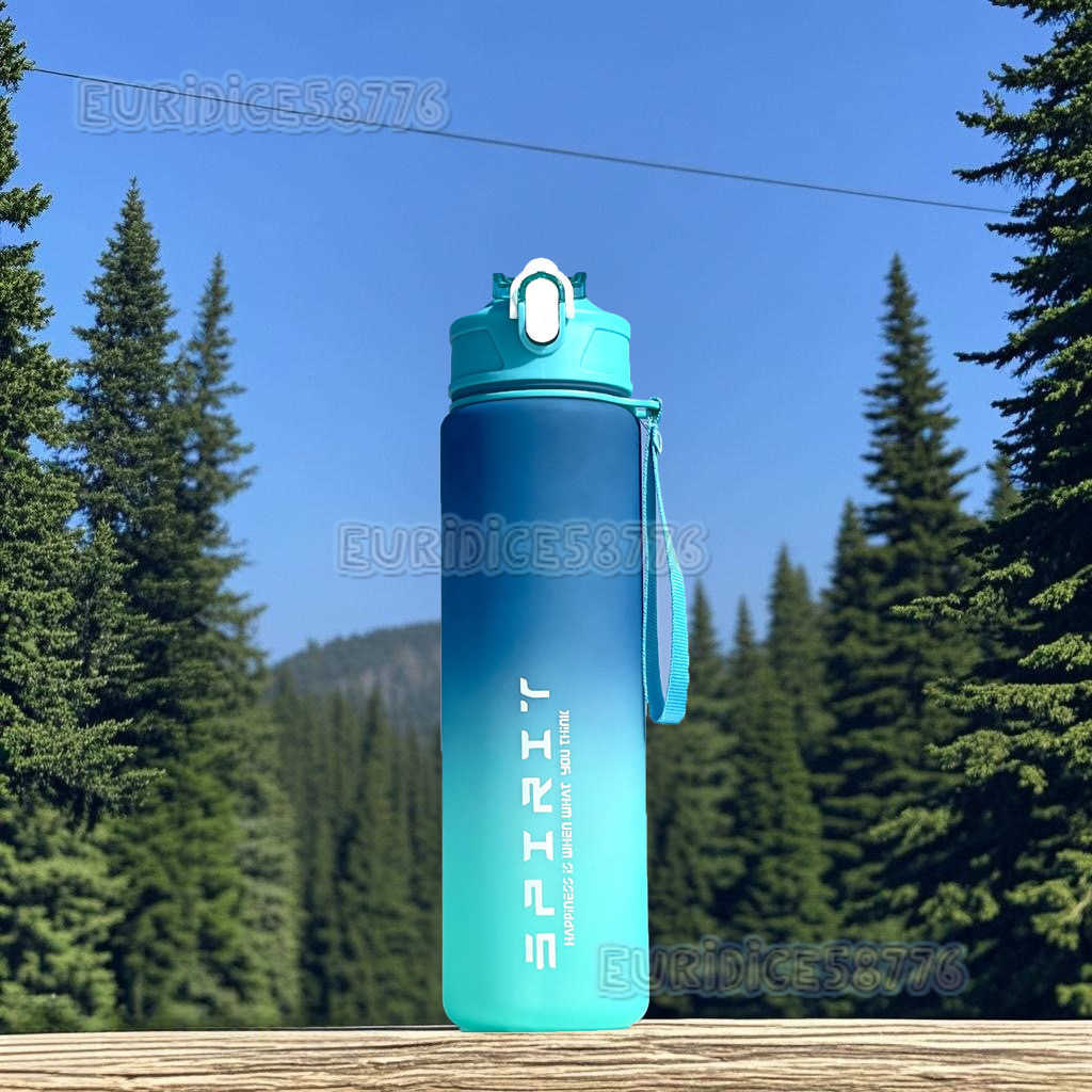 Large Capacity Matte Gradient Plastic Water Bottle Water Outdoor Sports Fitness Water Cup Straw Cup H250911