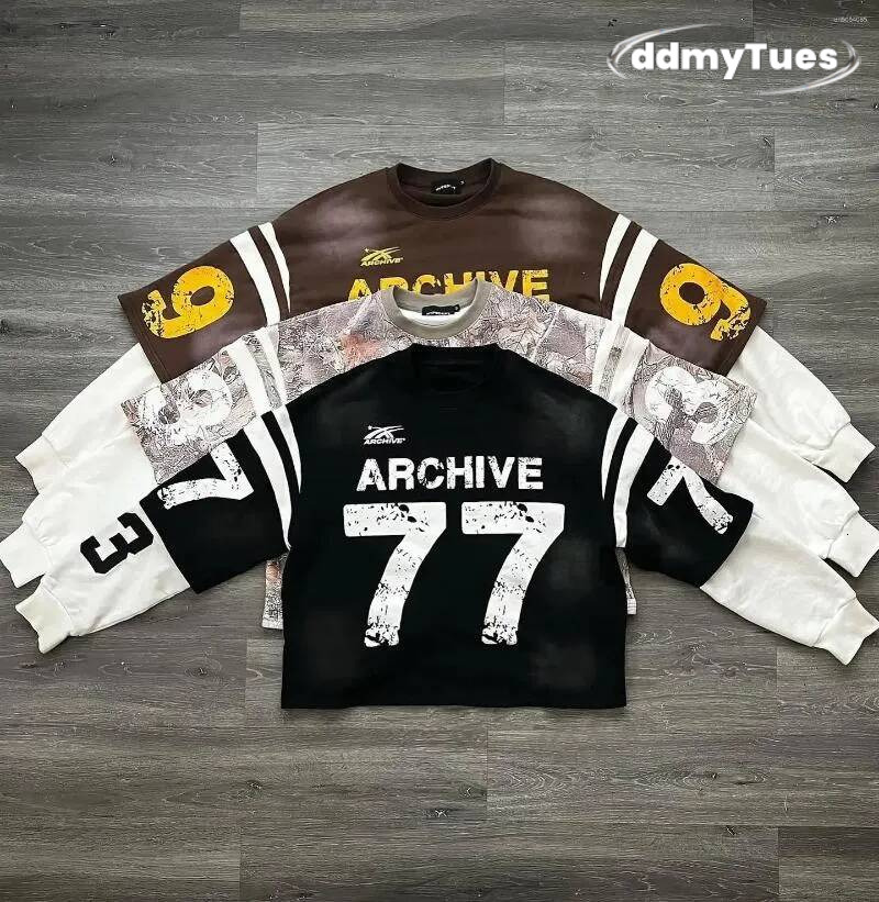 Men's Hoodies Men Women Retro Haruku Punk Casual Splicing Sweatshirt Fashion Street Design Fake Two Piece Hip Hop Loose Long Sleeves TUES