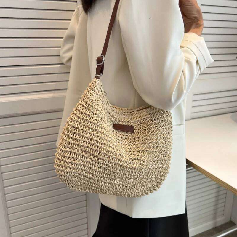 Knitted Purses And Handbags Shoulder Straw Woven Side Ladies Handbag Beach Bag Crossbody Bags For Women