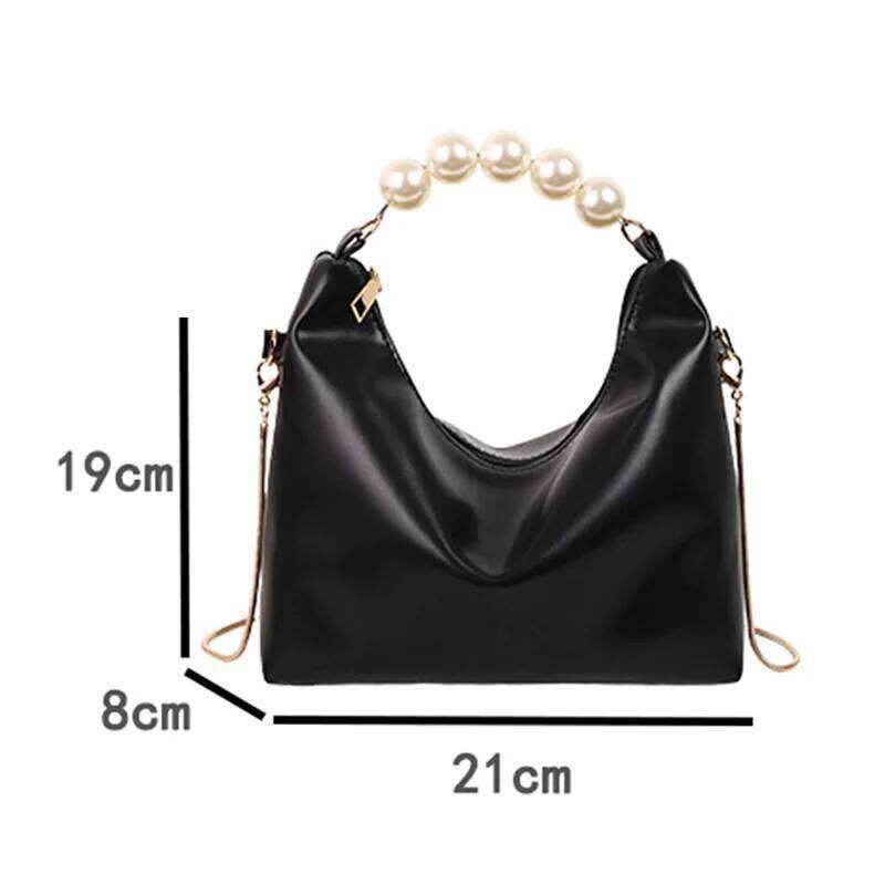 Women Pearl Handle Handbag Fashionable Elegant Lightweight Dumpling With Long Chain Outing Crossbody Bag Shoulder Bags