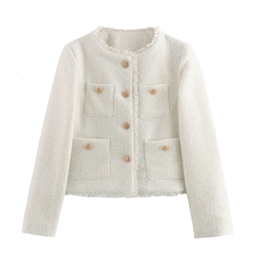 DHEssentials 2025 Fashion Women's Three-Color Shiny Textured Chanel Style Short Jacket