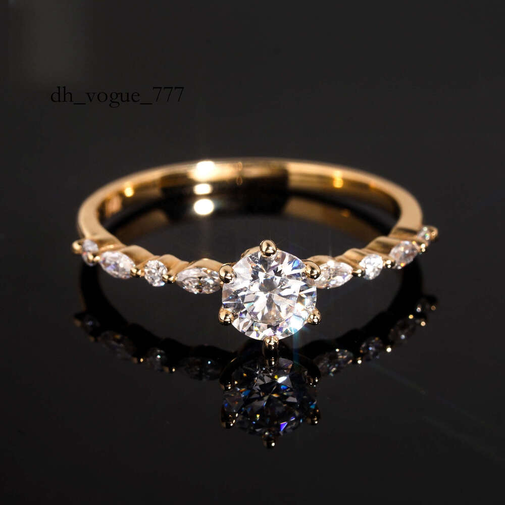 Fine Jewelry 0.54ct 14k Solid Gold Womens GRA Certified Engagement Moissanite Dia Wedding Rings