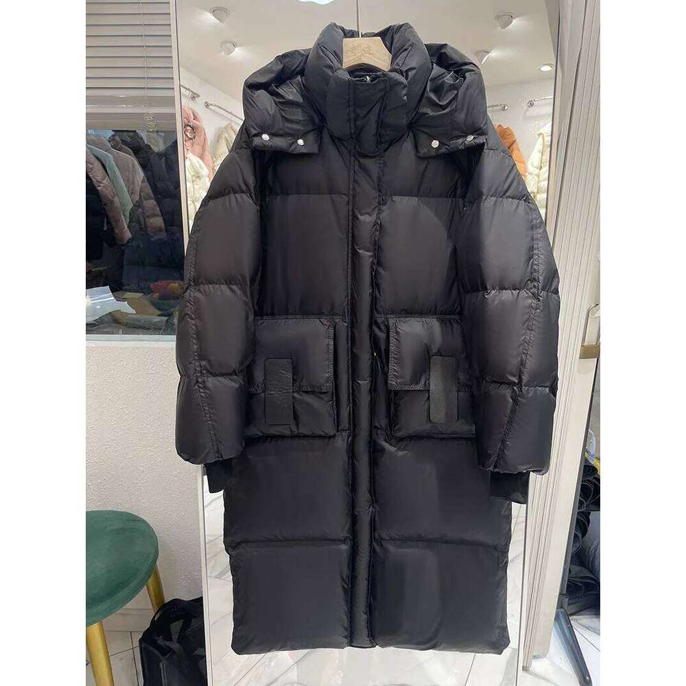 Lagabogy 2025 New Winter Women Puffer Jacket Female White Duck Down Coat Large Version Of Warm Hooded Loose Thickened Long Parka