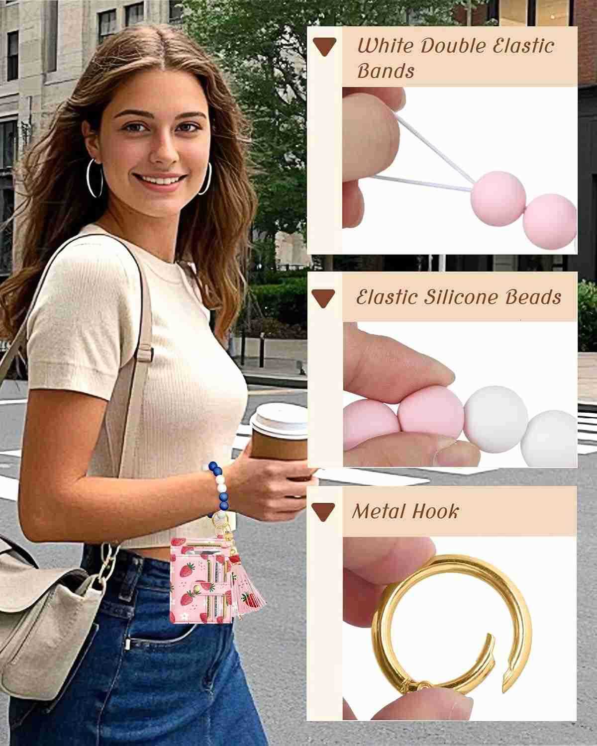 Wallet Keychain Wristlet for Women Credit Card Holder Wallets Key Chain Ring Cute Design Slim Small RFID Coin Pocket Purse for Ladies Teen Girls Fashi