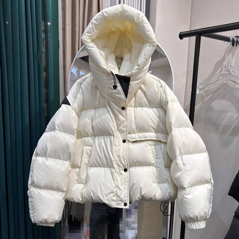 Winter Big Pocket Solid Hooded Quilted Women 90 White Duck Parker Outwear Coat Female Loose Warm Short Down Jacket
