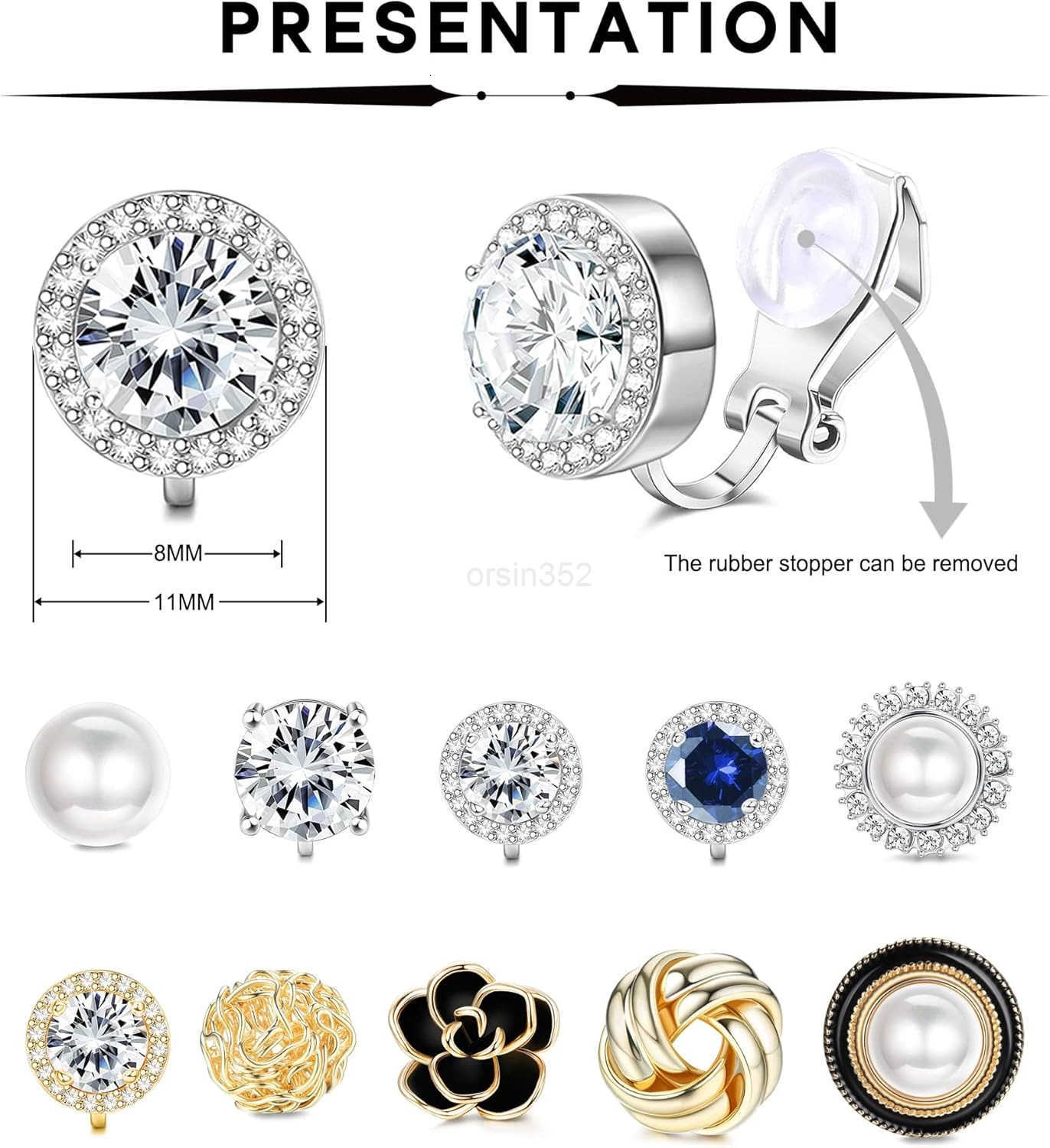 10 Pairs Clip Earrings for Women Clip On Earrings for Non Pierced CZ Flower Simulated Freshwater Pearl Twist Knot Clip Earrings Sets Gold Silver ToneW