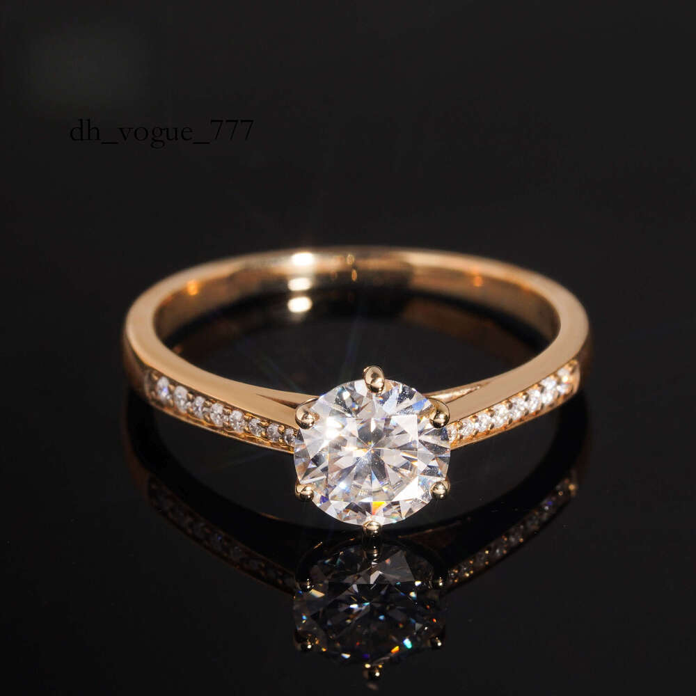 Classic 1Carat Round Brillant Cut 10K Solid Gold Engagement Women Elegant Moissanite Ring Band
