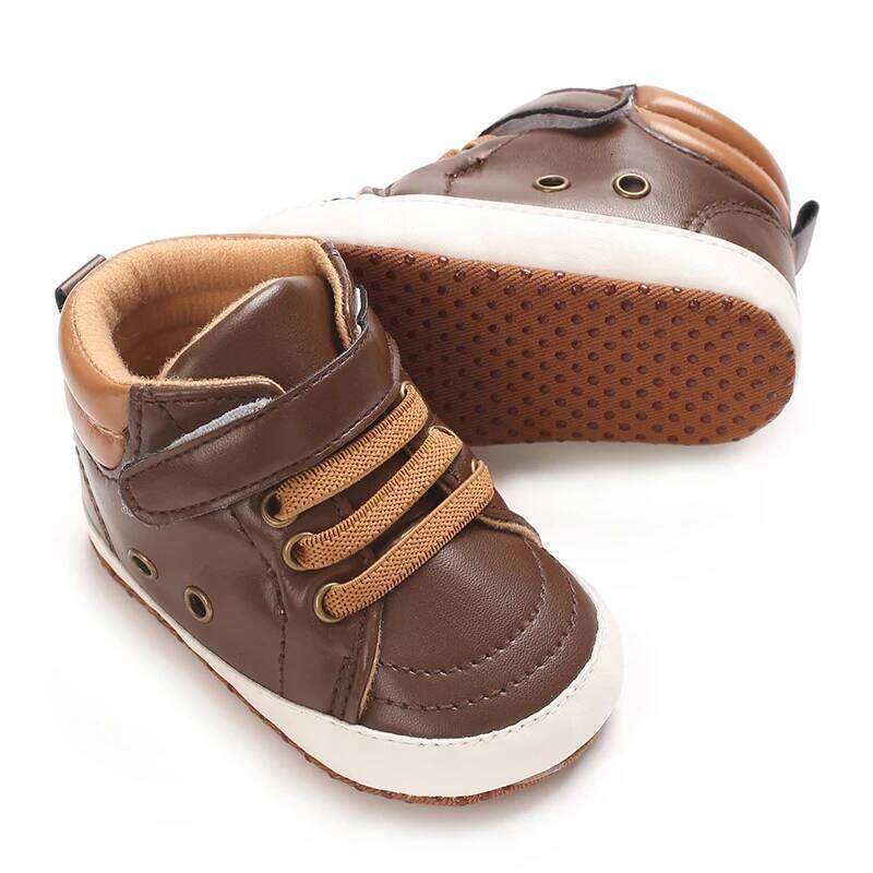 High Top Spring And Autumn 0-18M PU Soft Sole Breathable Baby Casual Sports Walking Shoes