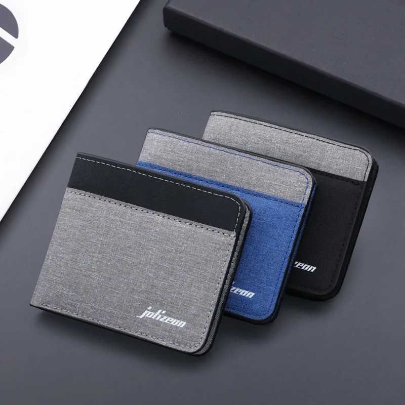 Canvas Men Wallet Blackbluegray Card Holder Wallet Male Money Bag IDphotobank Holder Short Purse Credit Card Case Bag W250911