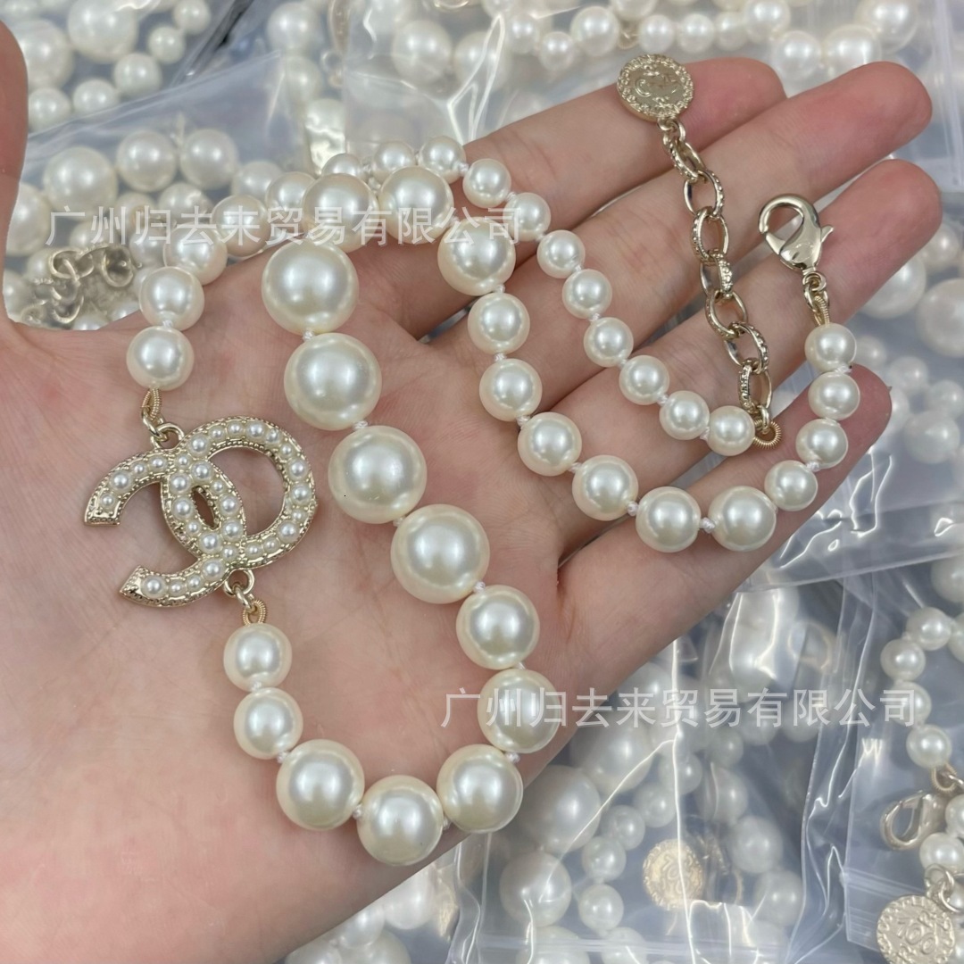 designer luxury jewelry for men women gold silver woman double c 100th anniversary large and small pearl necklace trendy design clavicle chain channels chanelly