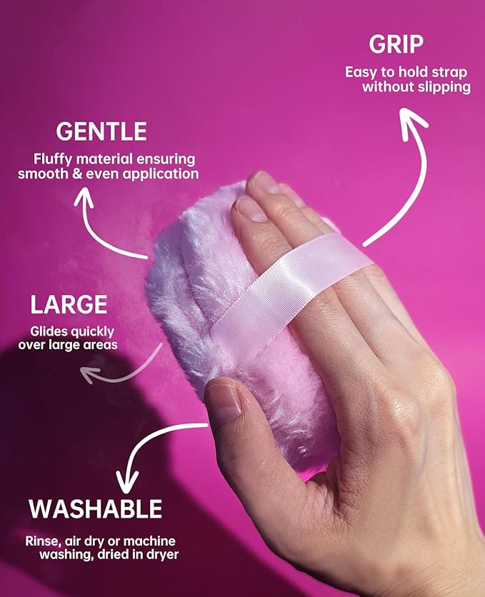 5 Inch Big Powder Puff Soft Velour Cosmetic Puff Washable Makeup Sponge for Face Body Loose Powder Setting and Foundation Blending