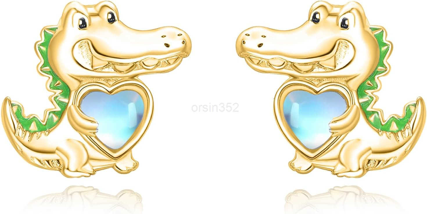 Dreamboat Cute Animal Stud Earrings for Women 925 Sterling Silver Hypoallergenic Moonstone Jewelry Gifts for Sensitive EarsW250911