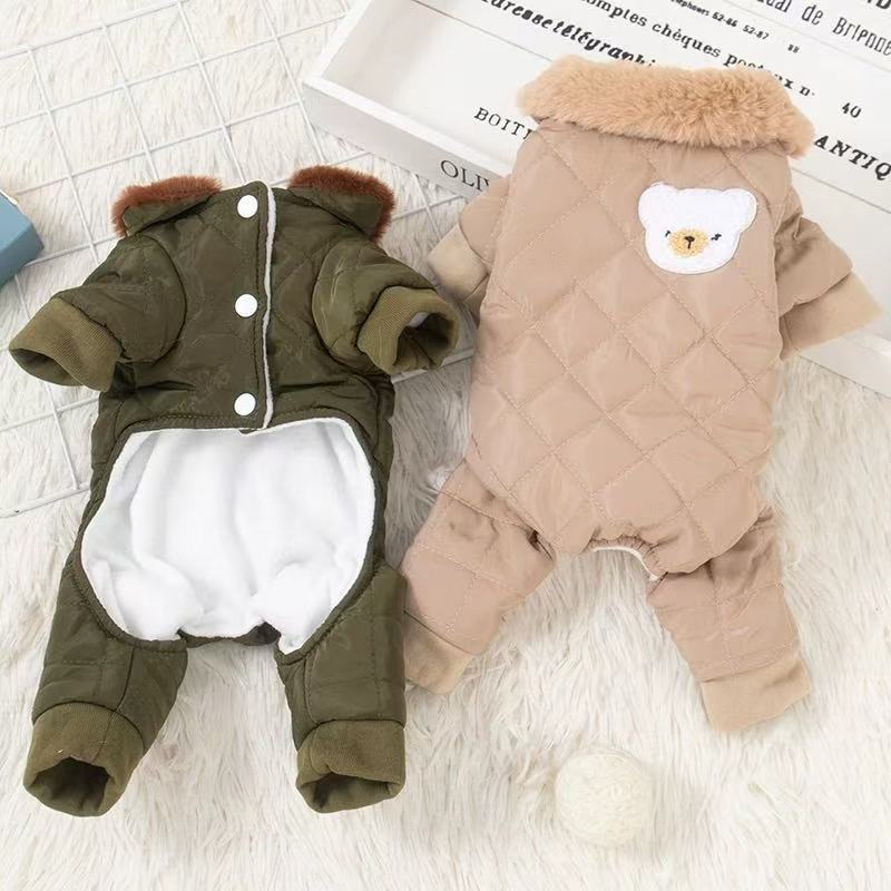T1178 Dog clothes autumn and winter style hooded warm thick anti-shedding Teddy Bichon Pomeranian cat small dog four-legged clothes